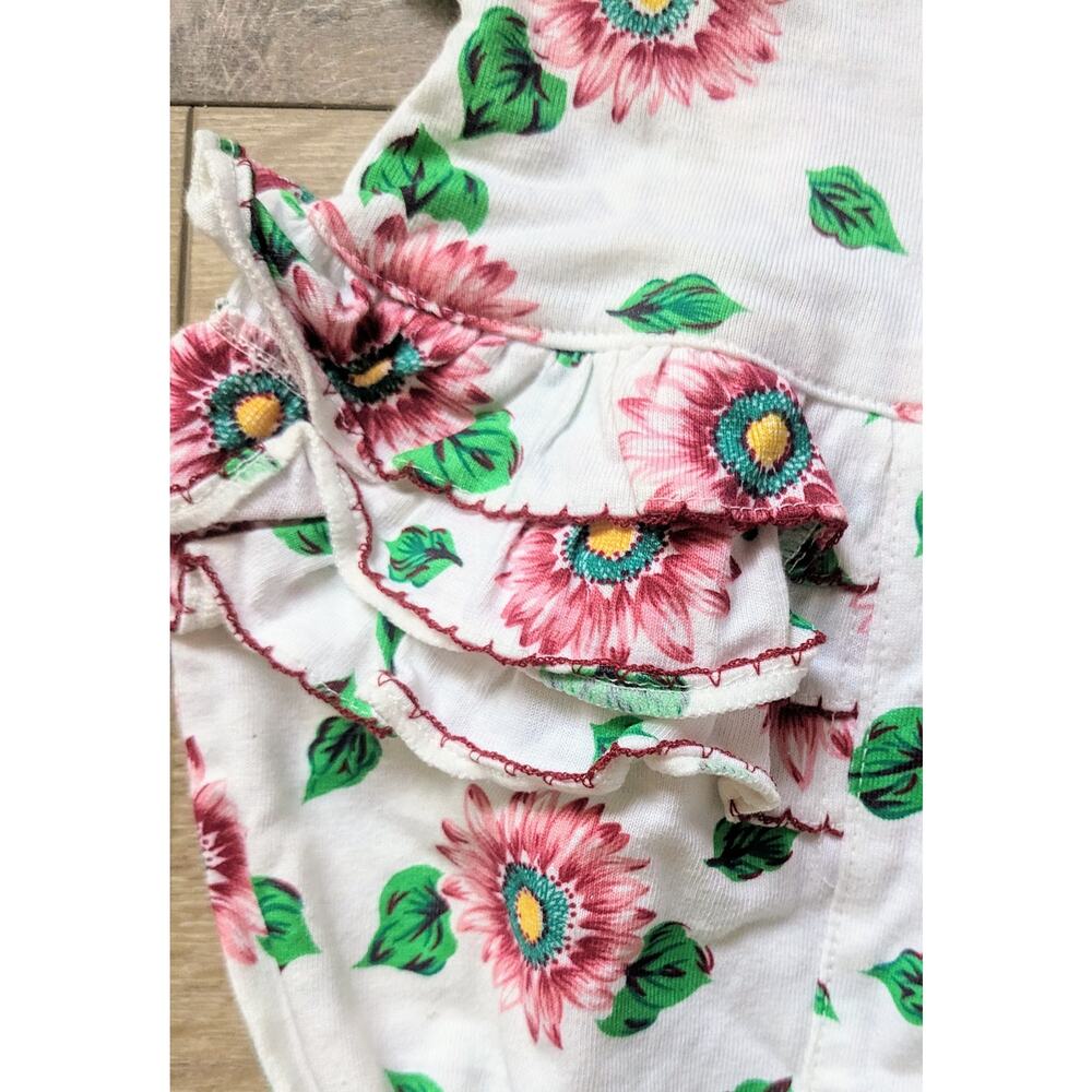 Kidlooks Girl's One Piece 6-9 Months Pink Daisy Floral Ruffled Short Sleeve - Picture 4 of 8